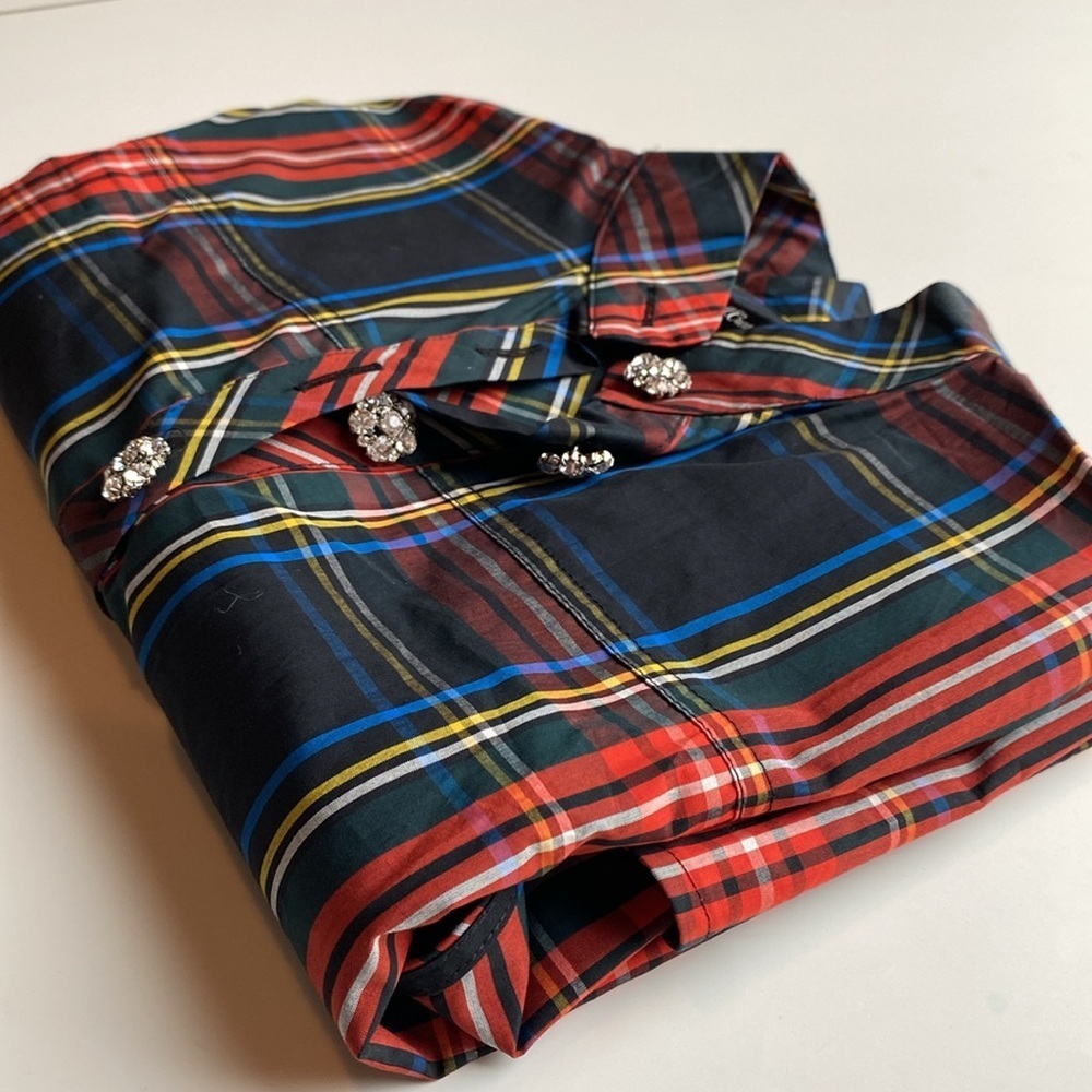 JCrew 🎄embellished tartan popover top - Picture 5 of 10